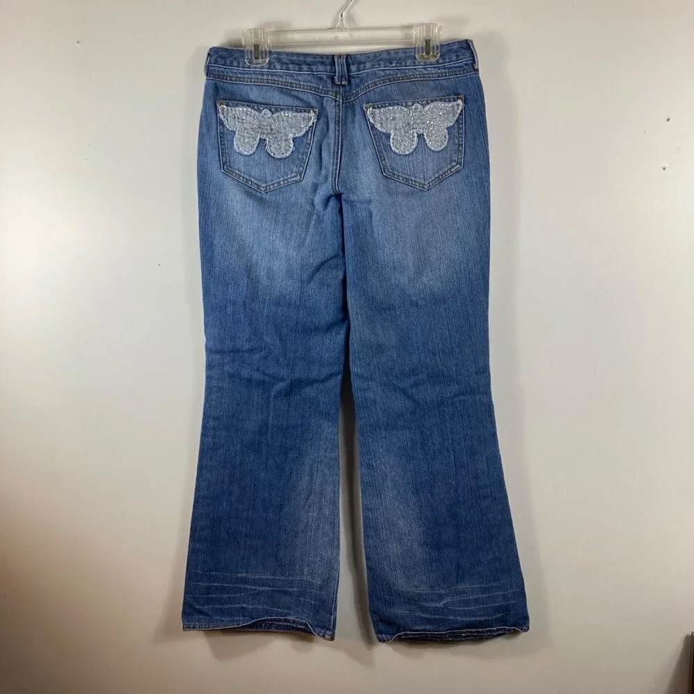 Girls Limited Too‎ Super Low Butterfly Boot Cut Cotton Jeans 16.5